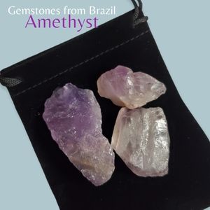 Amethyst Raw Healing Crystals- Minerals- from Brazil 3 piece random
